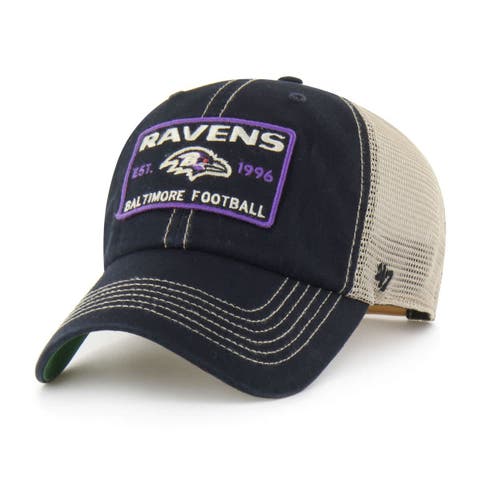 Men's '47  Black Baltimore Ravens Wabash Trucker Clean Up Adjustable Hat