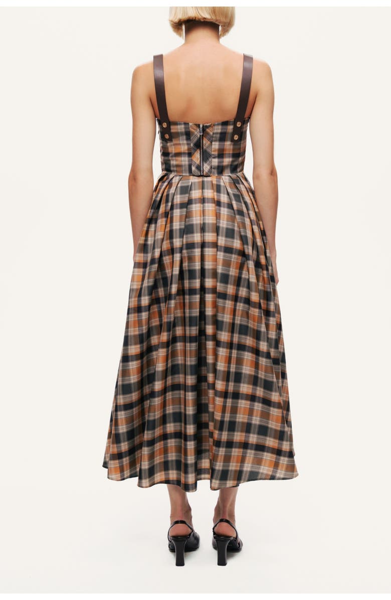 Nocturne Plaid Pleated Maxi Dress with Faux Leather Belt, Alternate, color,