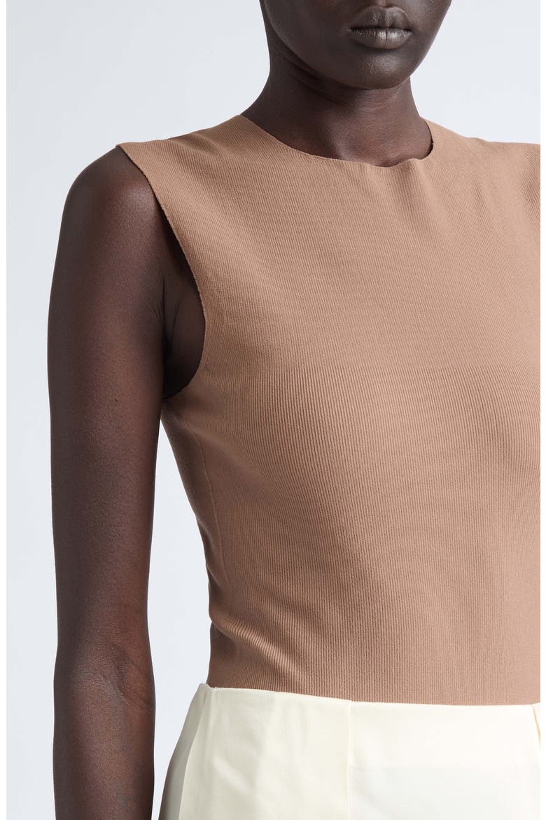Sleeveless Rib Bodysuit, Alternate, color, ROSE BEIGE