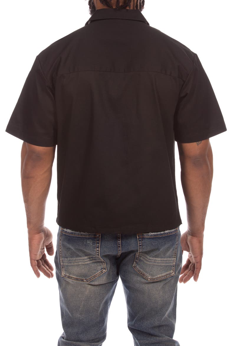 Camper Short Sleeve Button-Up Shirt, Alternate, color, BLACK