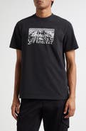 Moncler Black Mountain Logo Cotton Graphic T-Shirt