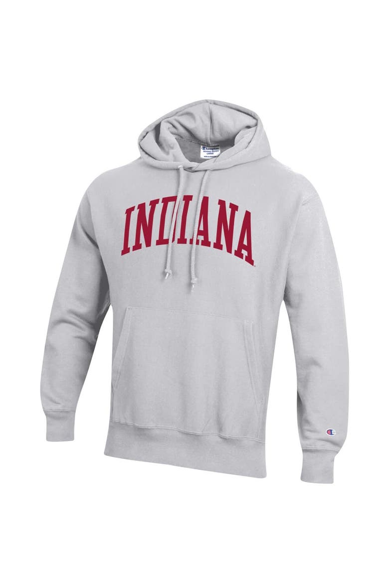 Men's Champion Heathered Gray Indiana Hoosiers Big & Tall Reverse Weave Fleece Pullover Hoodie Sweatshirt, Alternate, color, Heather Gray