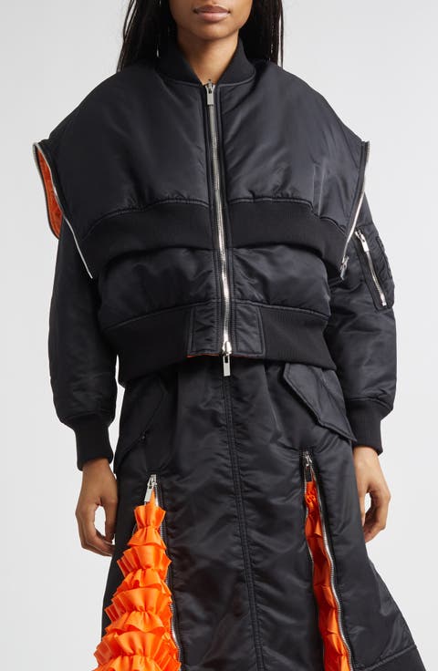 Layered Nylon Twill Bomber Jacket