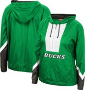 Mitchell & Ness Women's Mitchell & Ness Green Milwaukee Bucks Half-Zip Windbreaker 2.0 Hoodie