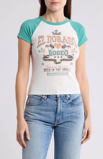 Shop Vinyl Icons Rodeo Raglan Baby Tee In Marshmallow