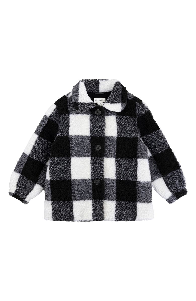 MILES THE LABEL Kids' Buffalo Check High Pile Fleece Button-Up Jacket, Main, color, 