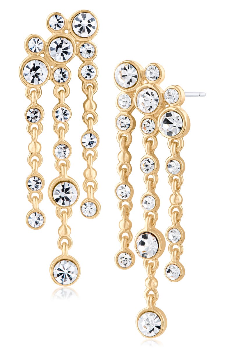 JARDIN Cascading Crystal Drop Earrings, Main, color, Clear Gold