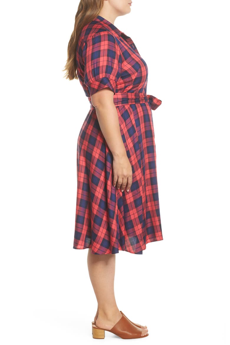 Plaid Shirtdress, Alternate, color, RED NAVY PLAID