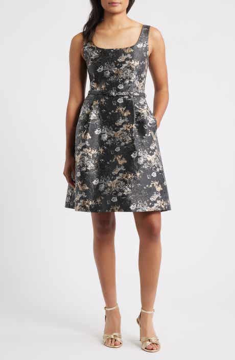 Julia Jordan Metallic Belted Sleeveless Dress