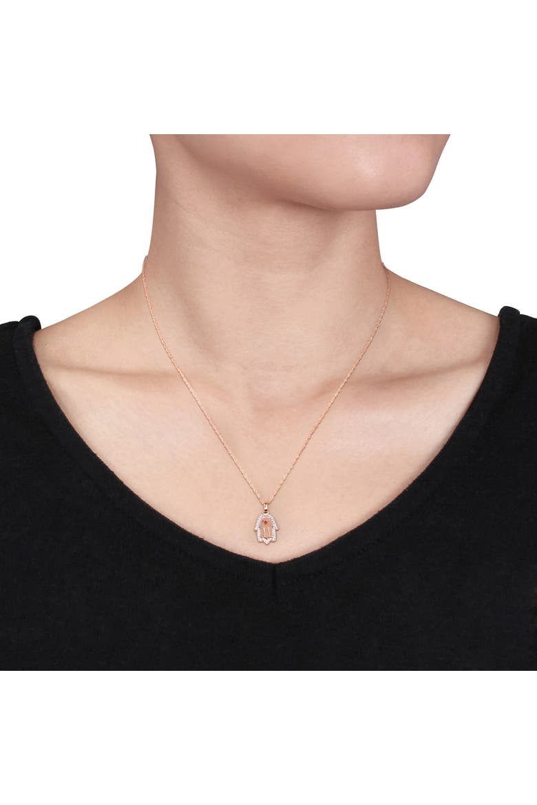 Diamond Hamsa Pendant Necklace 14k, Alternate, color, 14K Rose Gold