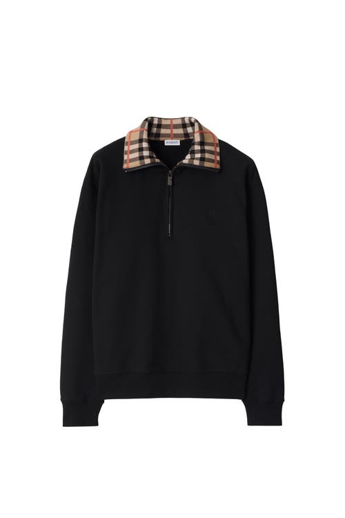 Burberry Mens Black Logo-embroidered Funnel-neck Cotton Sweatshirt In Green