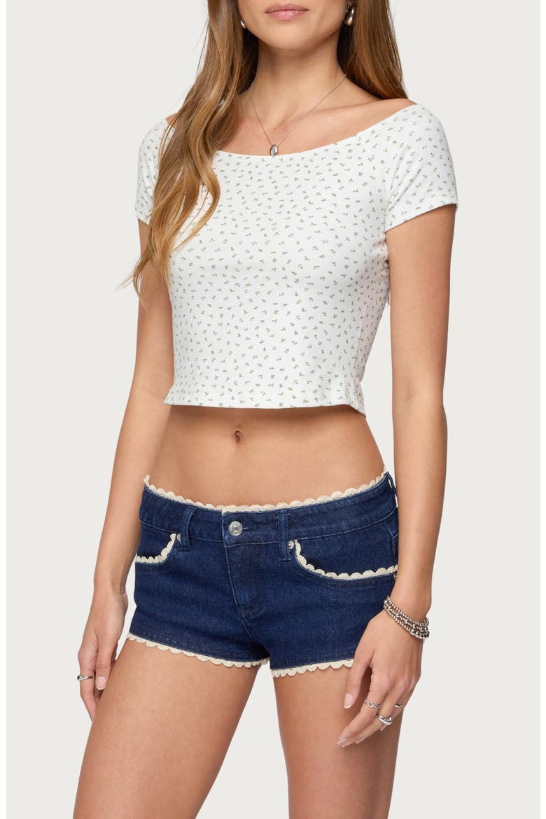 Perry Floral Print Crop Top, Alternate, color, WHITE