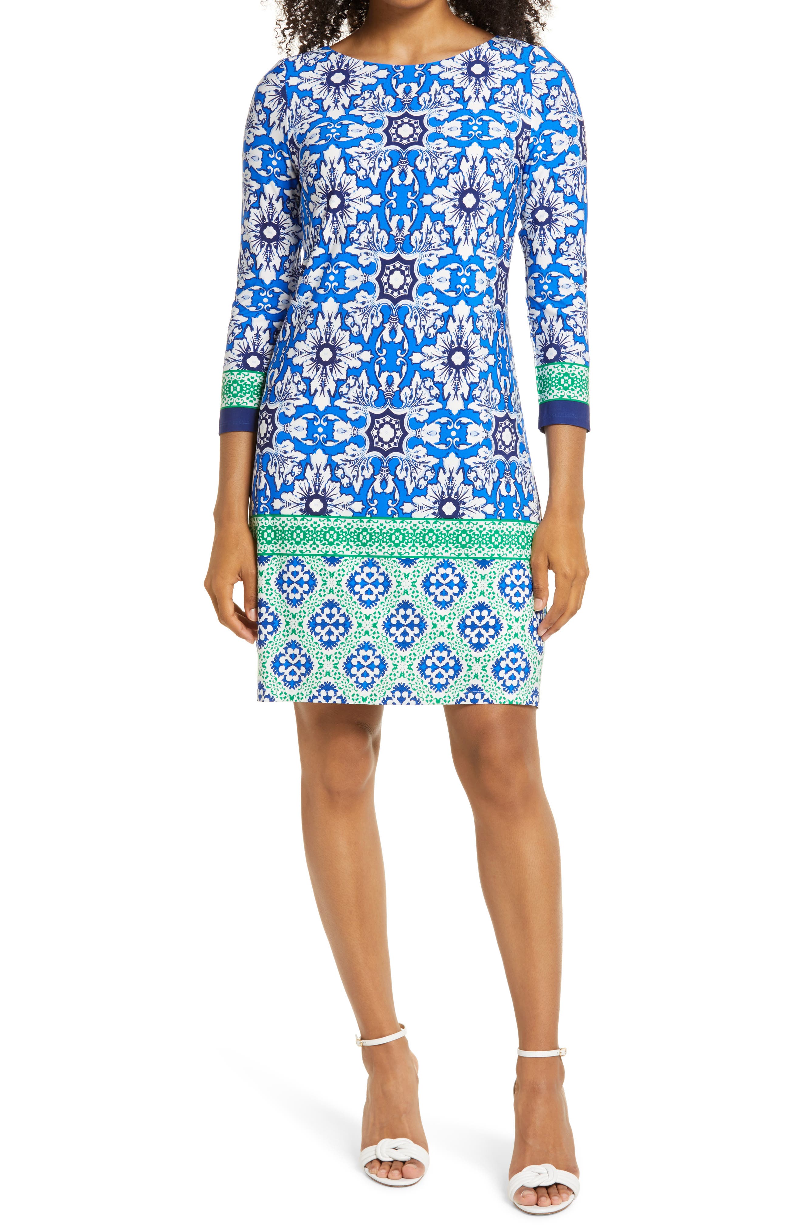 Eliza J Print Jersey Shift Dress (Women)