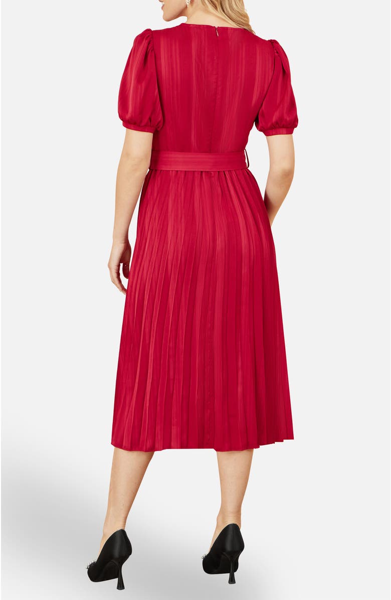 Yumi Satin Striped Midi Dress, Alternate, color, Red