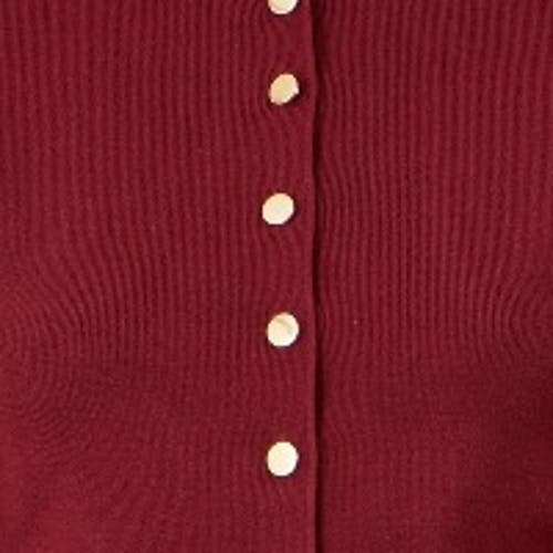 Yumi Chic Peplum Button Up Cardigan In Burgundy