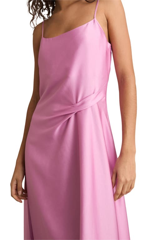 Reiss Womens Pink Zoey Square-neck Satin Midi Dress In Pink