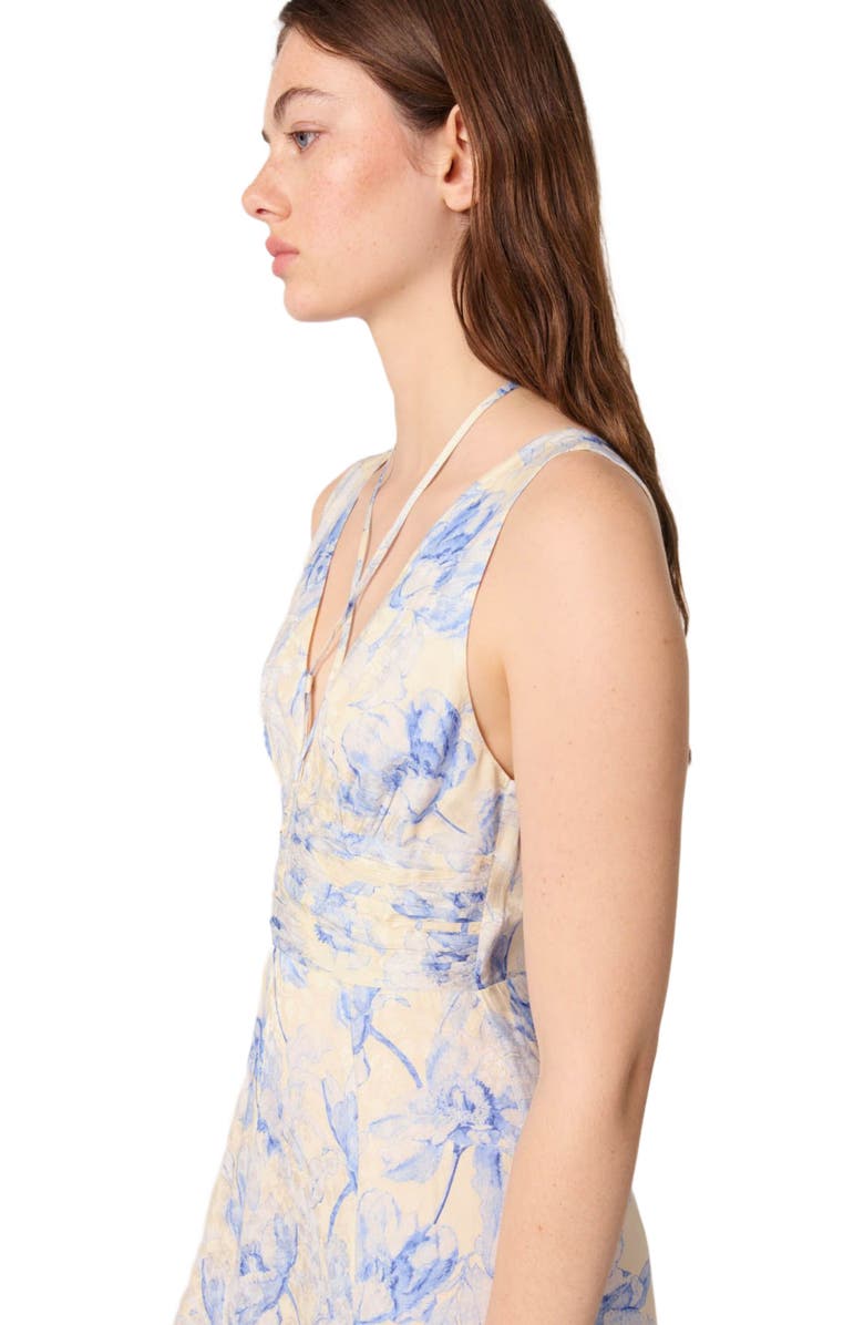 maje Patterned maxi dress with lacing, Alternate, color, 