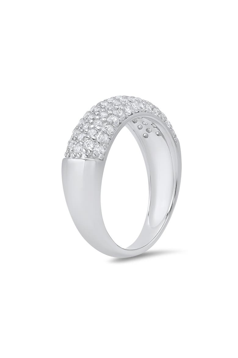 Pavé Cubic Zirconia Domed Band Ring, Alternate, color, SILVER