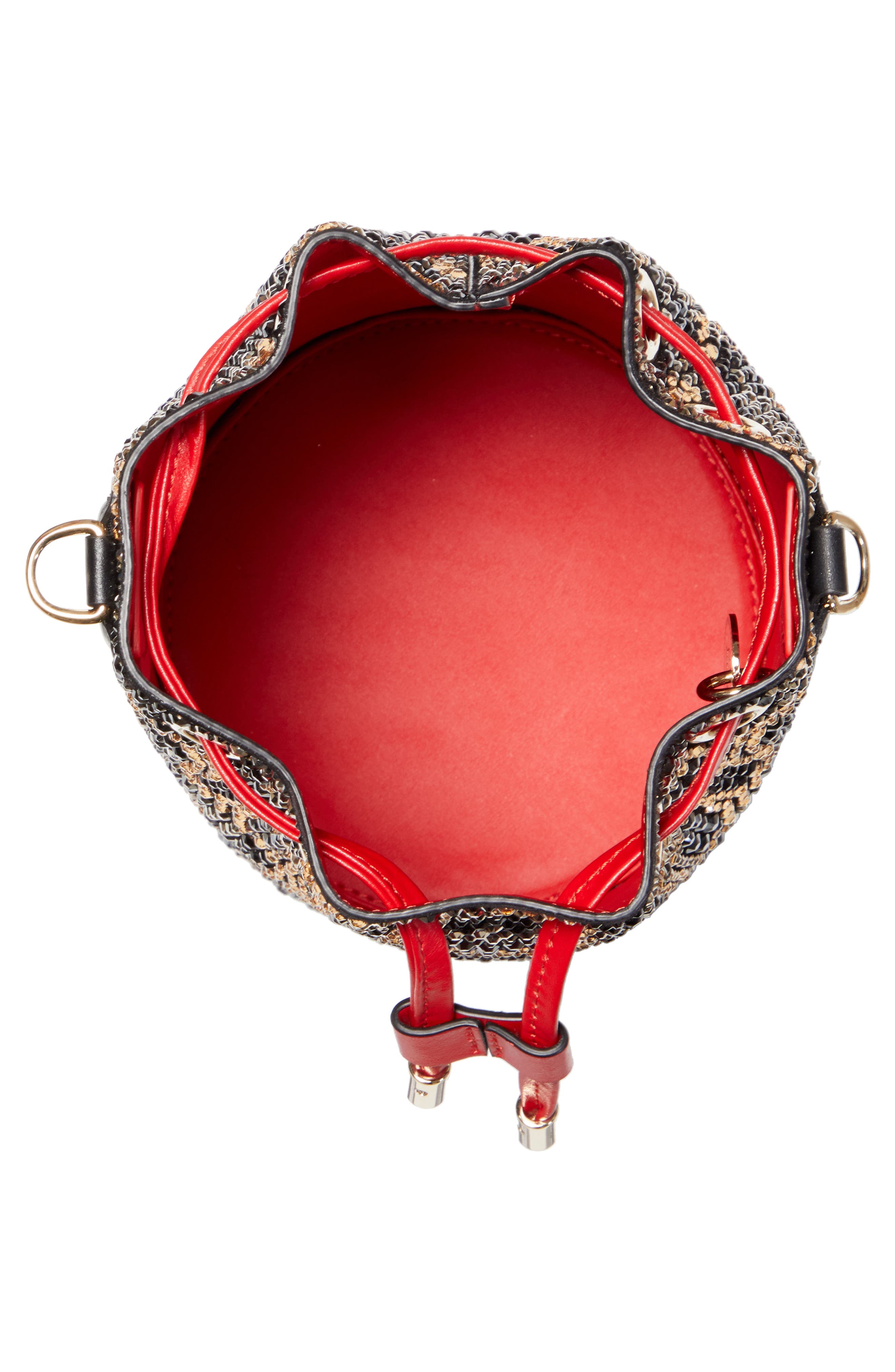 Christian Louboutin Marie Jane Crystal Leopard Print Bucket Bag, Alternate, color, 