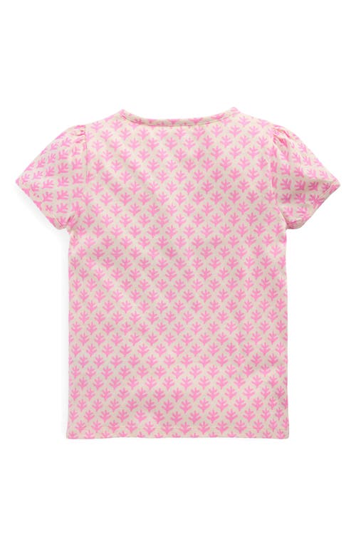 Mini Boden Kids' Superstitch Seahorse Embroidered Cotton Graphic T-shirt In Pink Woodblock Seahorse
