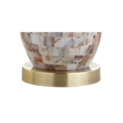 Jonathan Y Jocelyn 28" Seashell Led Table Lamp, Natural In Natural/brass Gold