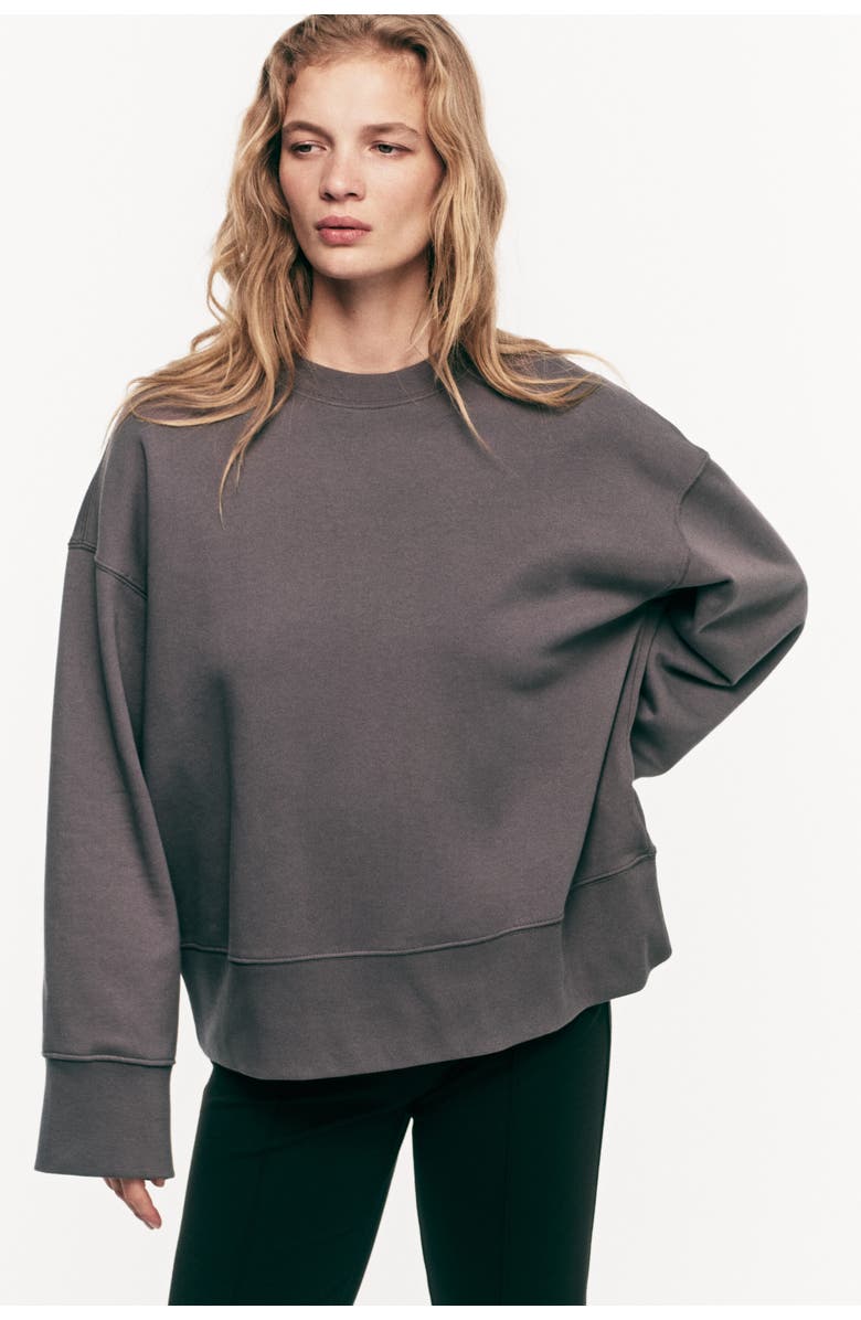 H&M Oversized Cotton Sweatshirt, Alternate, color, Dark Gray