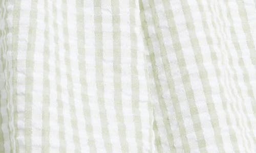 Shop Ava & Yelly Kids' Gingham Smocked Seersucker Bubble Dress In Sage