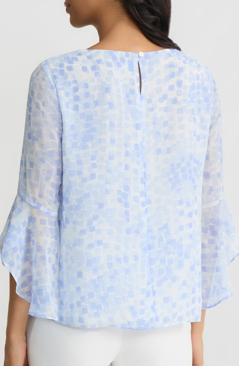 KASPER Ruffle Sleeve Top, Alternate, color, Paris Bleu Multi
