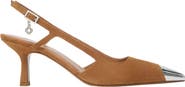 maje Metallic-toe suede pumps