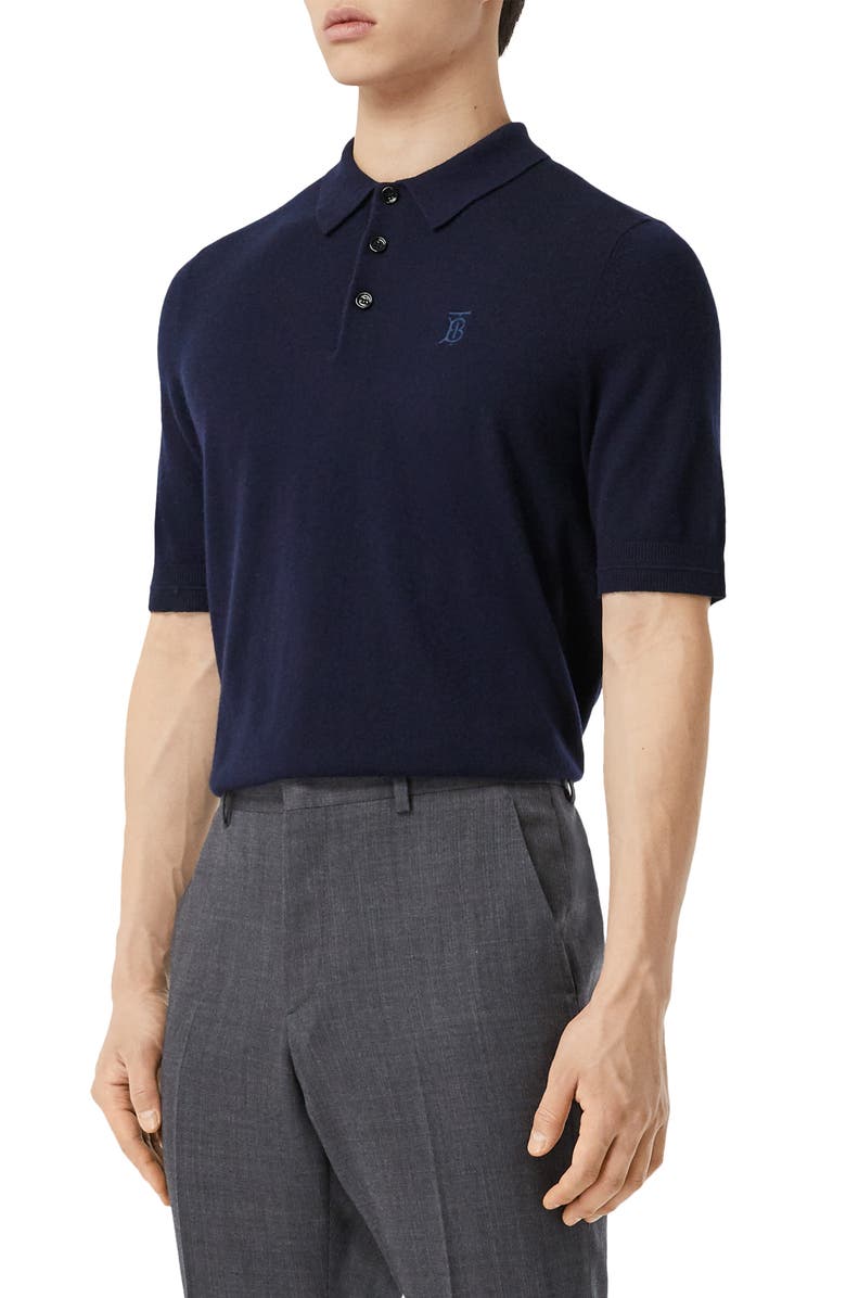 Burberry Burnham TB Monogram Short Sleeve Cashmere Polo, Alternate, color, 
