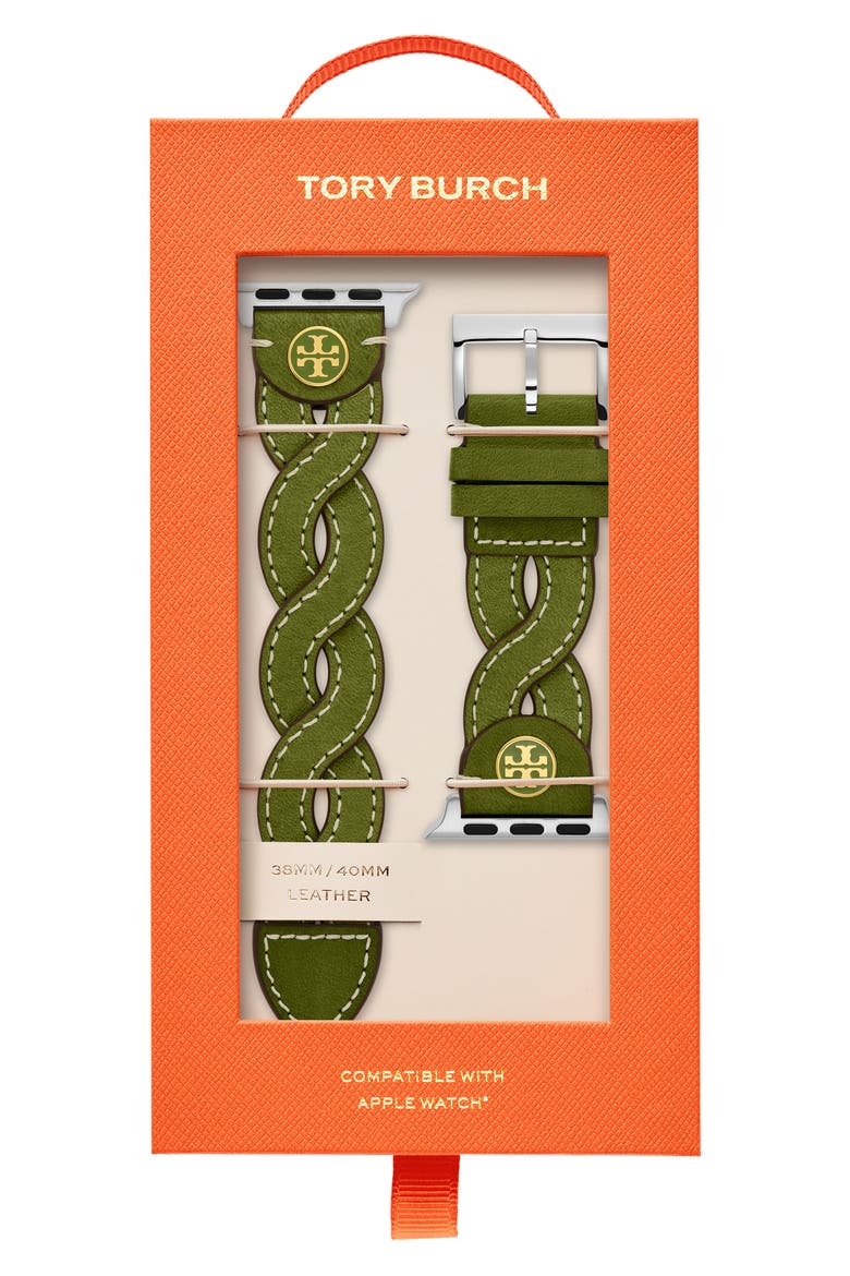 Braided Leather Apple Watch® Watchstrap, Alternate, color, SILVER