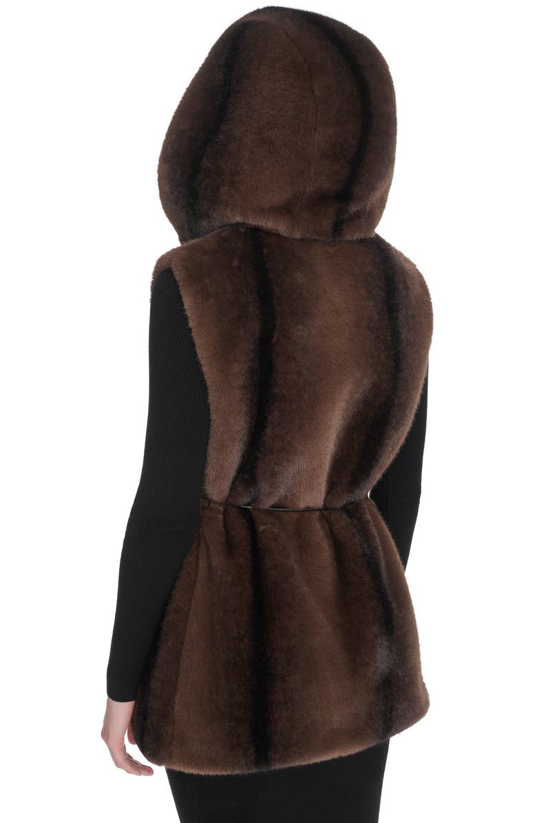 Cole Haan Hooded Faux Mink Vest, Alternate, color, Brown