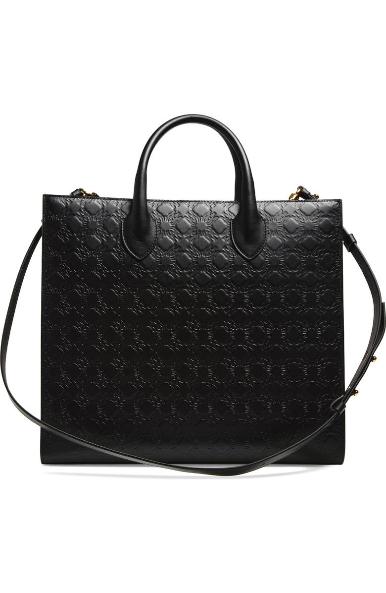 AMIRI Small MA Quad Debossed Leather Tote, Alternate, color, Black