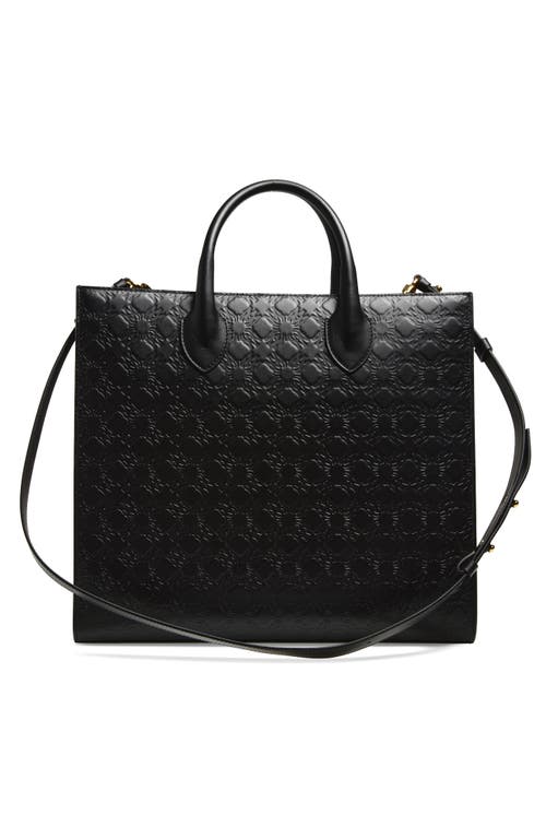 Amiri Small Ma Quad Debossed Leather Tote In Black