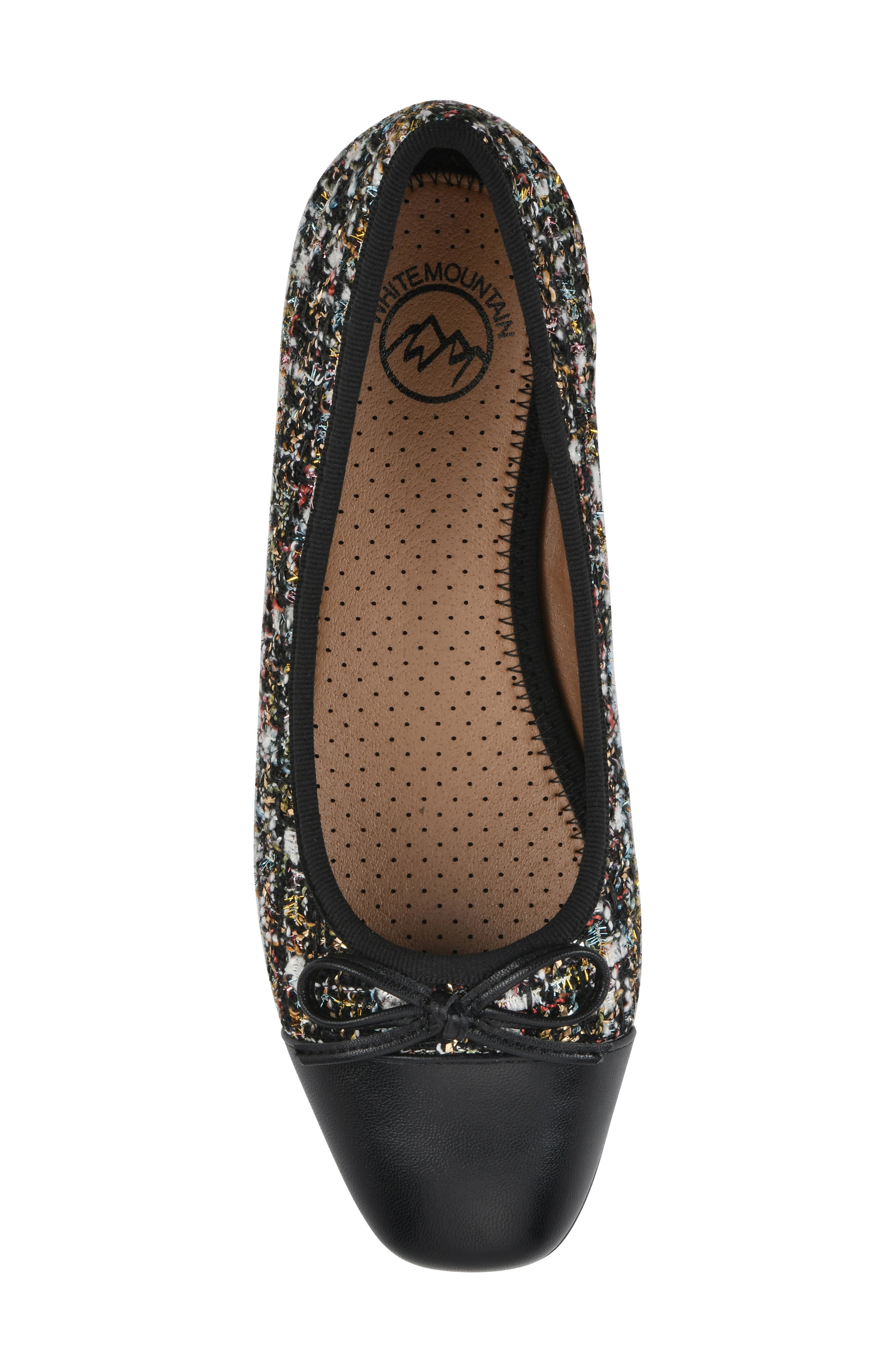 Bocci Cap Toe Flat, Alternate, color, BLACK BOUCLE FABRIC MULTI