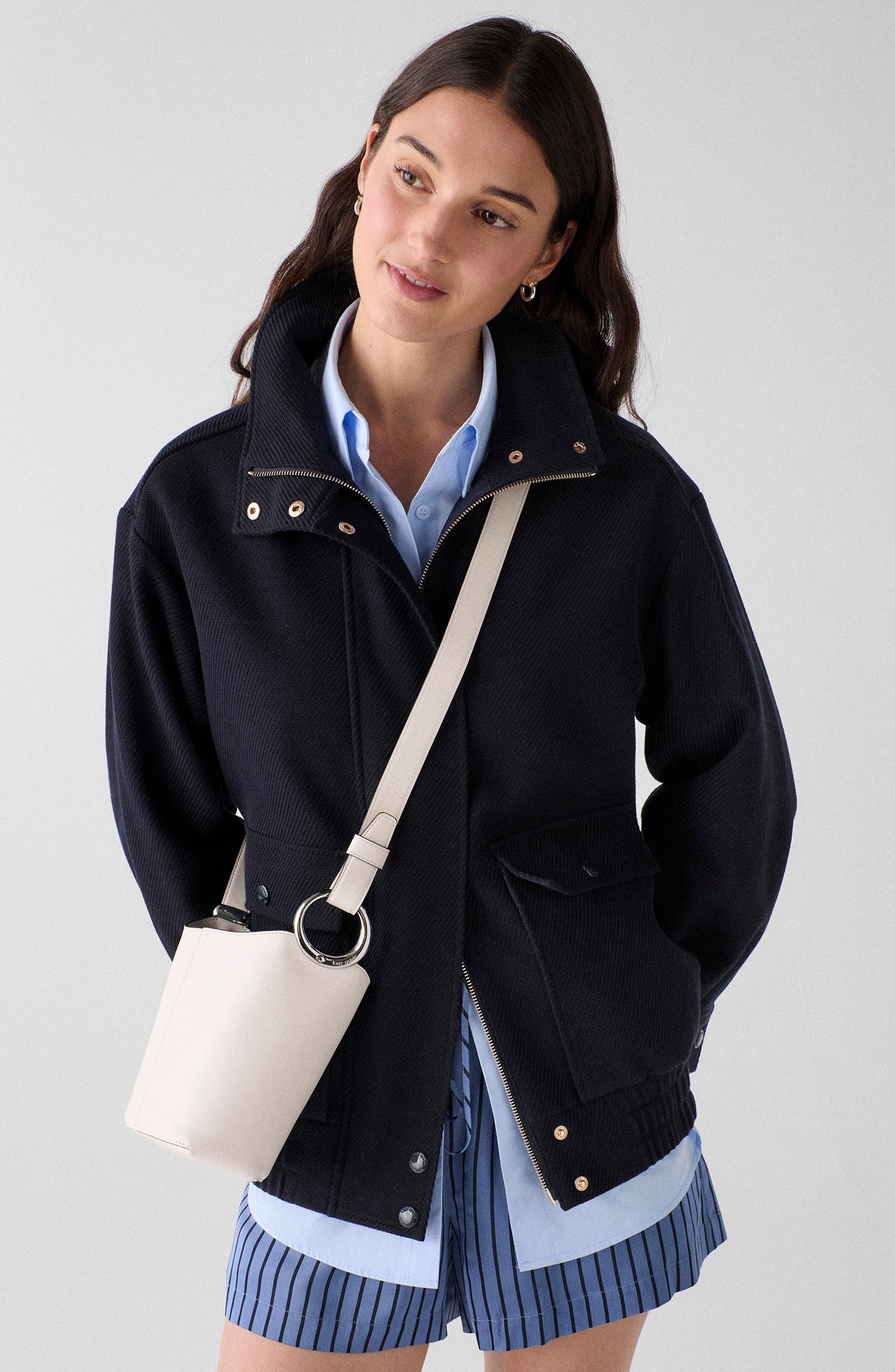 mini halo fine grain leather bucket bag, Alternate, color, CREAM
