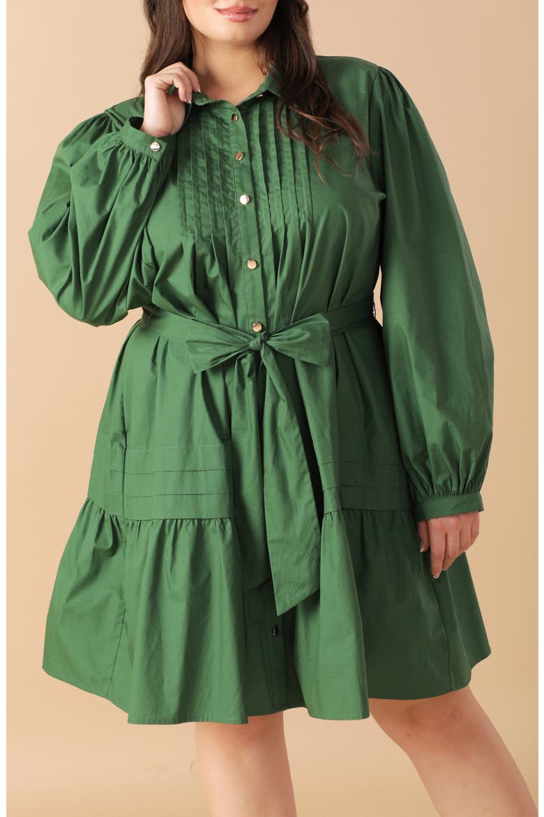 Long Sleeve Shirtdress, Alternate, color, GREEN