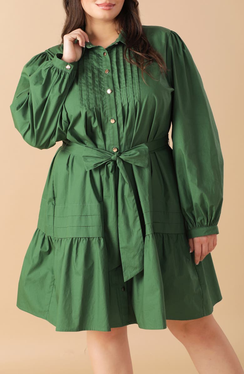 FLYING TOMATO Long Sleeve Shirtdress, Alternate, color, Green