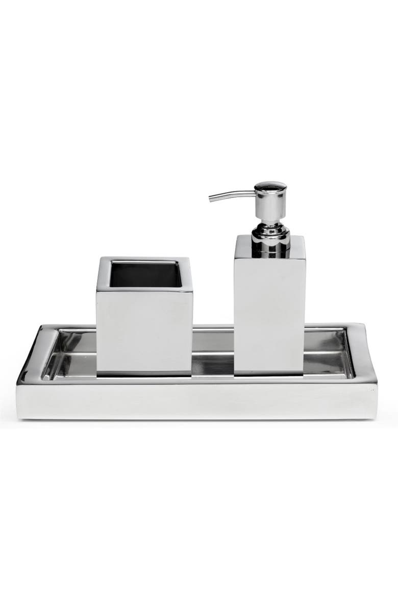 ROSELLI TRADING COMPANY Modern Shiny 3-Piece Bathroom Set, Main, color, Silver