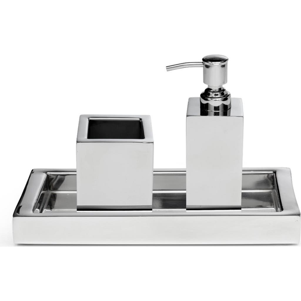 Roselli Trading Company Modern Shiny 3-piece Bathroom Set In Silver