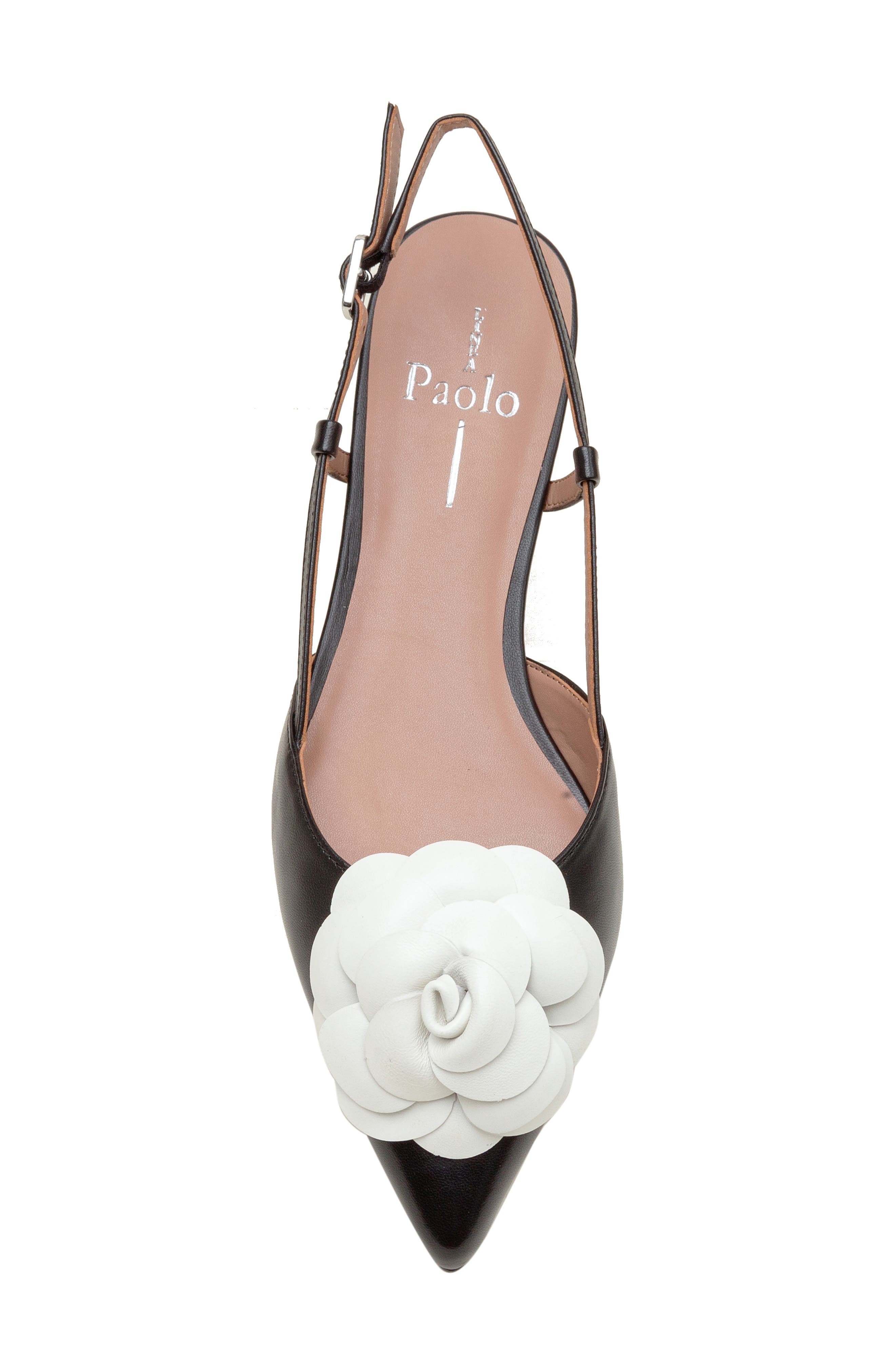 Linea Paolo Cammy Slingback Pointed Toe Flat, Alternate, color, Black/ Eggshell