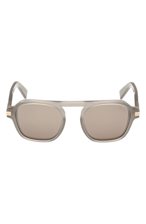 Zegna 51mm Round Sunglasses In Gray