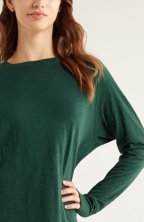 Zella Relaxed Washed 2.0 Long Sleeve Slub Tee In Green