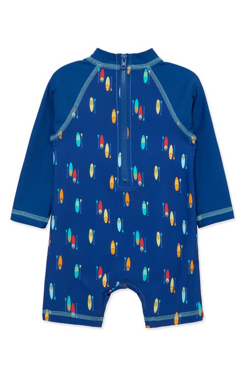 Shop Little Me Surf One-piece Rashguard Swimsuit In Blue