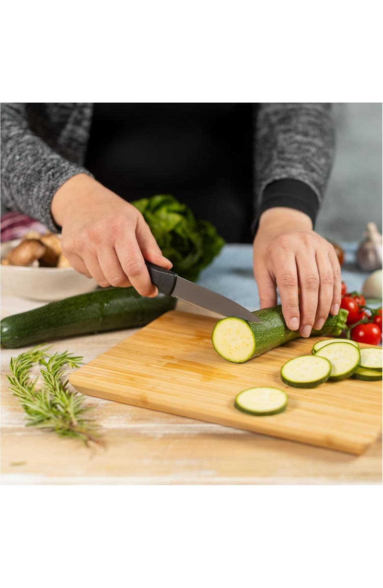 Kuhn Rikon ICED Serrated Paring Knife 3.5-Inch, Ice Hardened German Stainless Blade, Alternate, color, Black