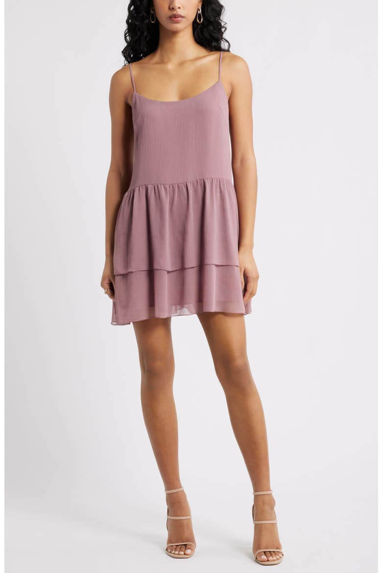 Long Sleeve Tiered Chiffon Dress, Alternate, color, PURPLE WISTFUL