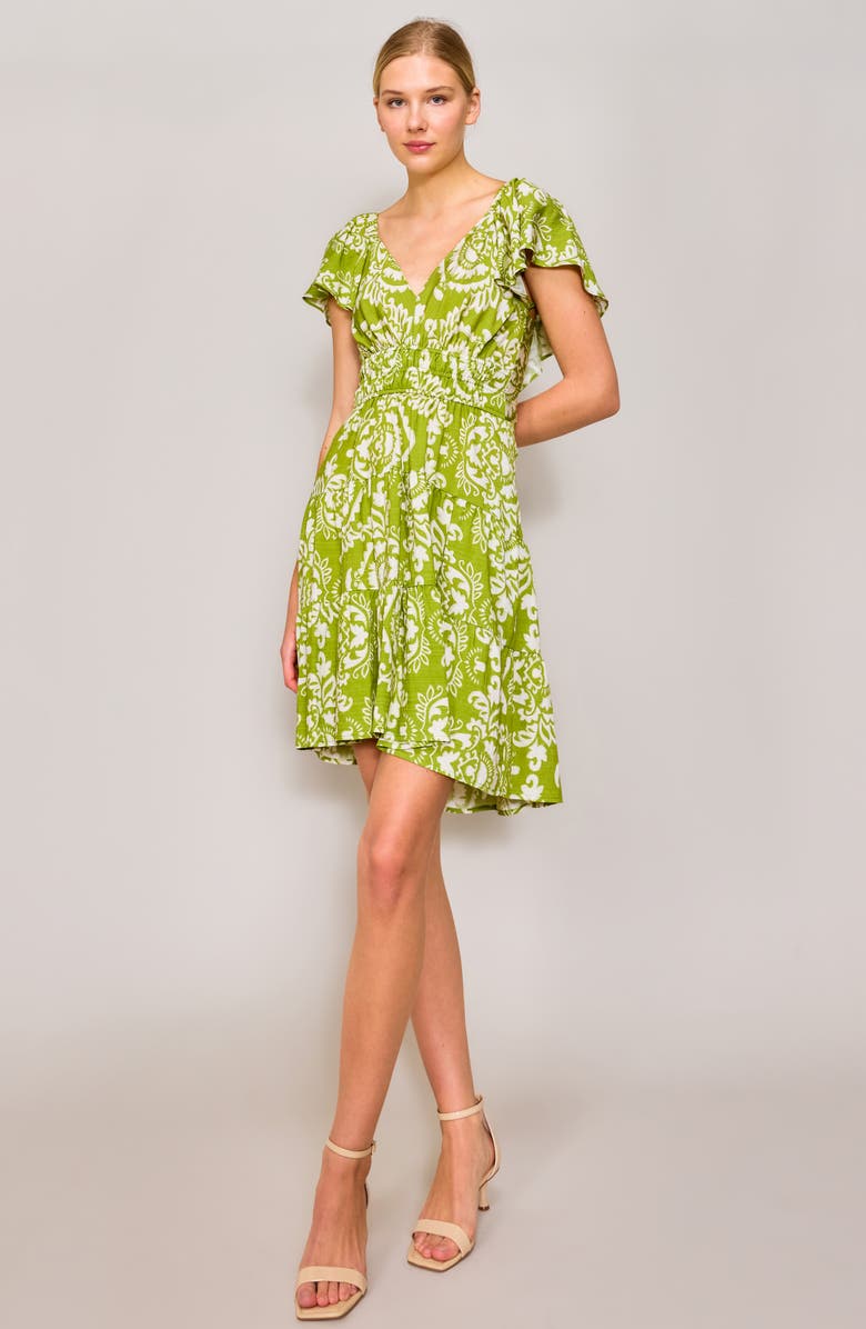 MELLODAY Flutter Sleeve Back Cutout Fit & Flare Dress, Alternate, color, 