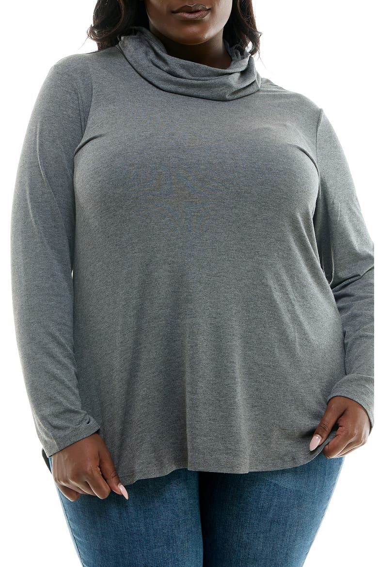 Long Sleeve Curved Tunic, Main, color, MID GRAY