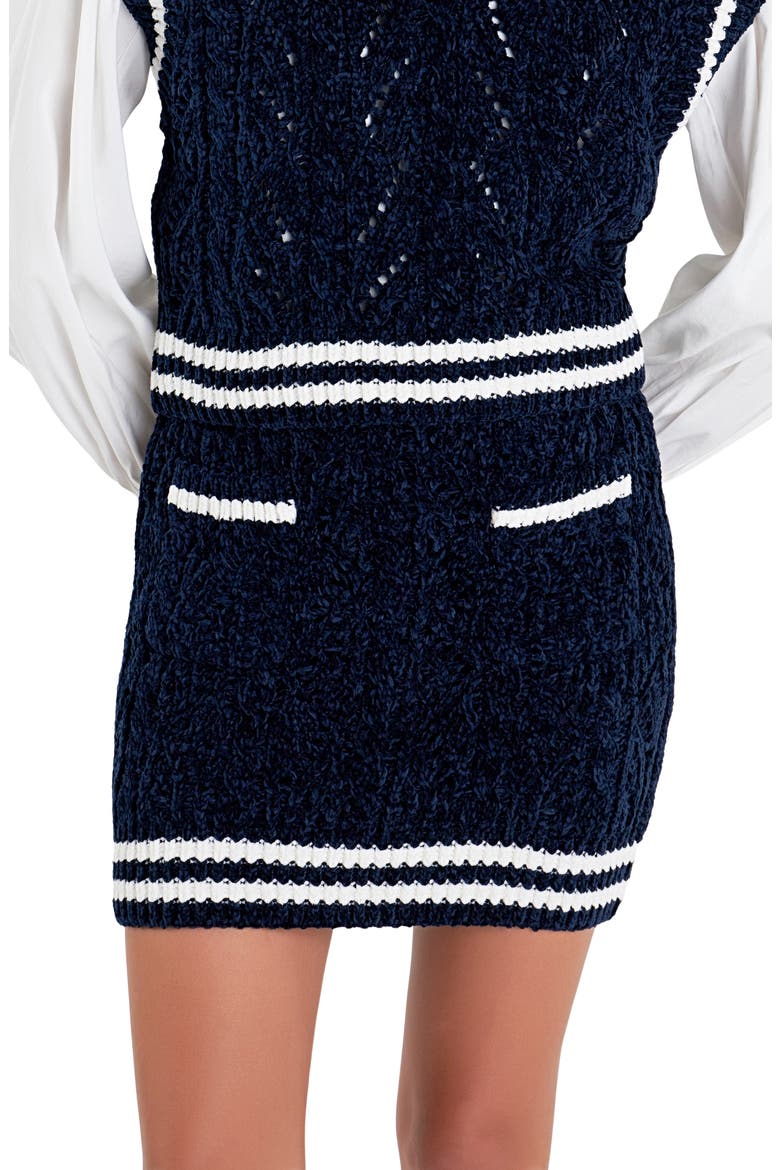 Chenille Miniskirt, Alternate, color, NAVY/ WHITE