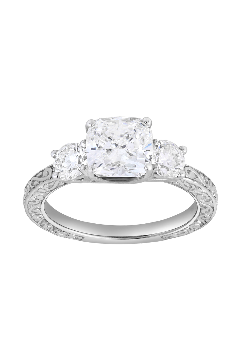 LuvMyJewelry Zarelle 14K Gold 2.65 Ct Cushion Lab Grown Diamond Engagement Ring, Main, color, 14K White Gold